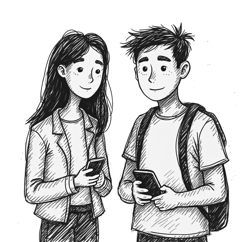 Girl and Boy with cell phones_01